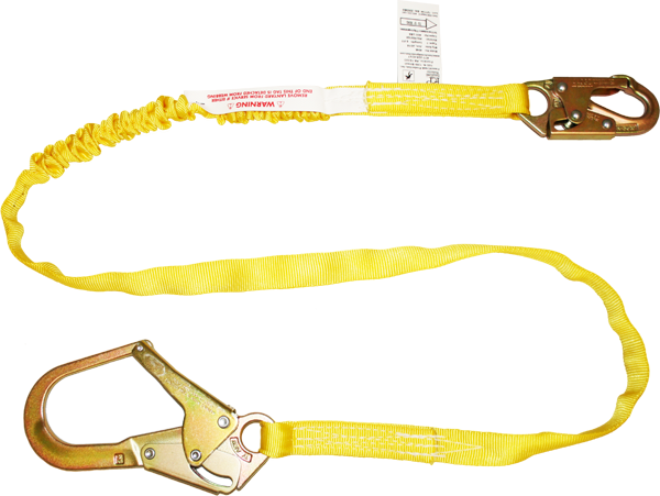 464A 6' Tubular web lanyard with internal shock absorbing core. Yellow by FrenchCreek Production