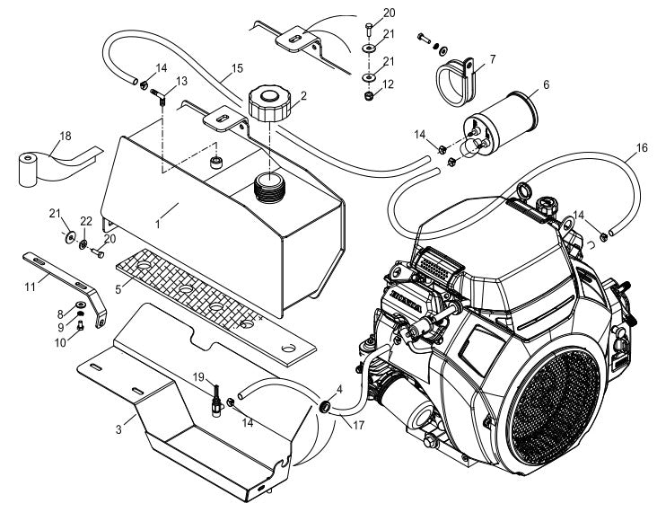 AT14F & AT14S Fuel Tank Assembly Illustration Parts By Allen Engineering