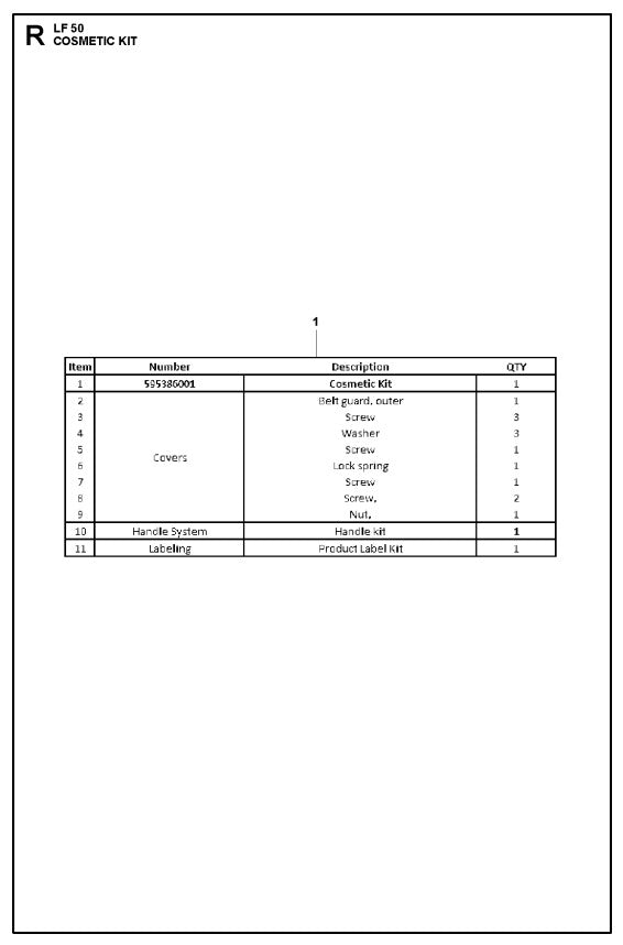 Cosmetic Kit Assembly Parts For LF 50 L By Husqvarna