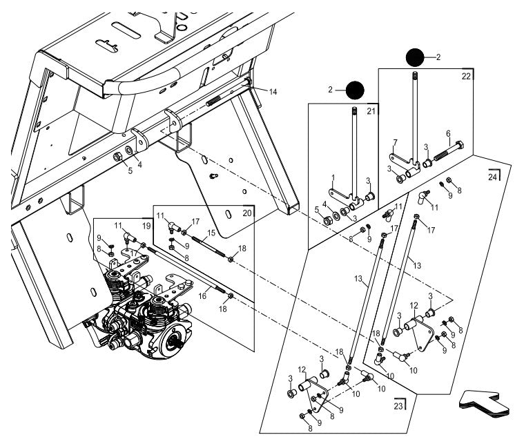 AT14F & AT14S Control Lever Assembly Illustration Parts By Allen Engineering