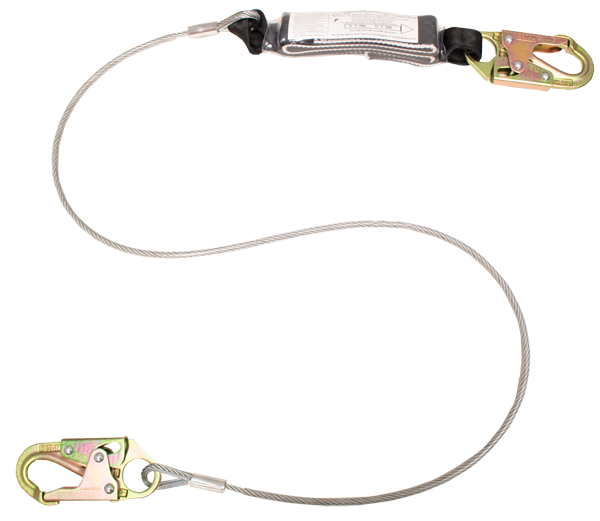 470A 6' Shock Absorbing wire rope lanyard Yellow by FrenchCreek Production