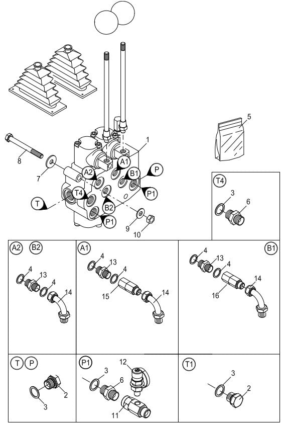 AT14F & AT14S Bucket Valve Fitting Assembly Illustration Parts By Allen Engineering