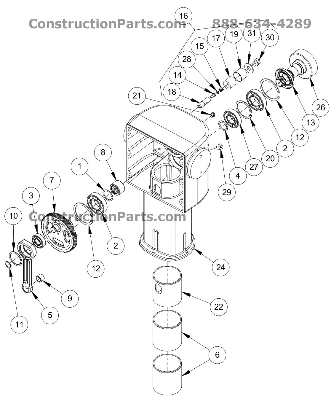 480/481 Gearbox Assembly Parts By MBW