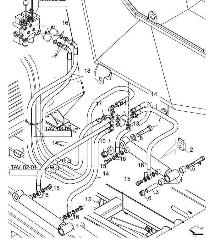 AT14F & AT14S AT12L Hydraulic Tank Connections Illustration Parts By Allen Engineering