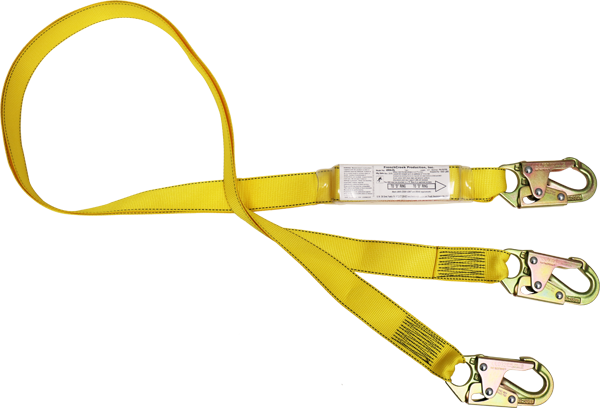 490A-DL 6' Dual leg shock webbing absorbing lanyard. Yellow by FrenchCreek Production