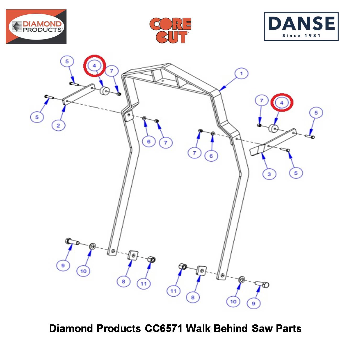 Spacer, 3/4" Thick 6019274 Fits Core Cut CC6571 Walk Behind Saw By Diamond Products
