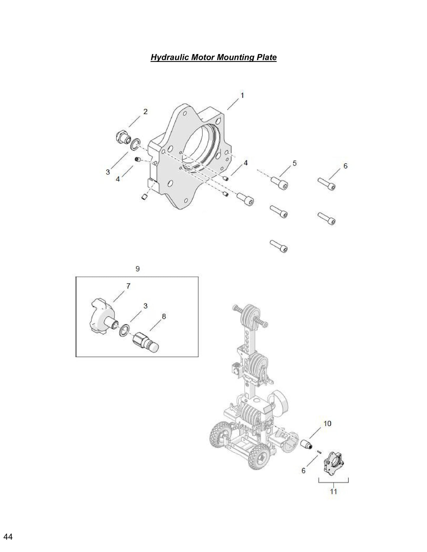 WCU14, WCH17, WCE17 Hydraulic Motor Mounting Plate Parts