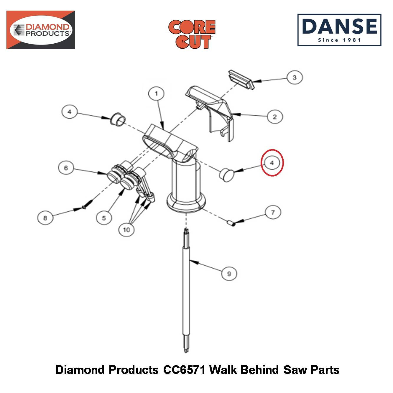 Plug 5/8" Hole 2500694 Fits Core Cut CC6571 Walk Behind Saw By Diamond Products