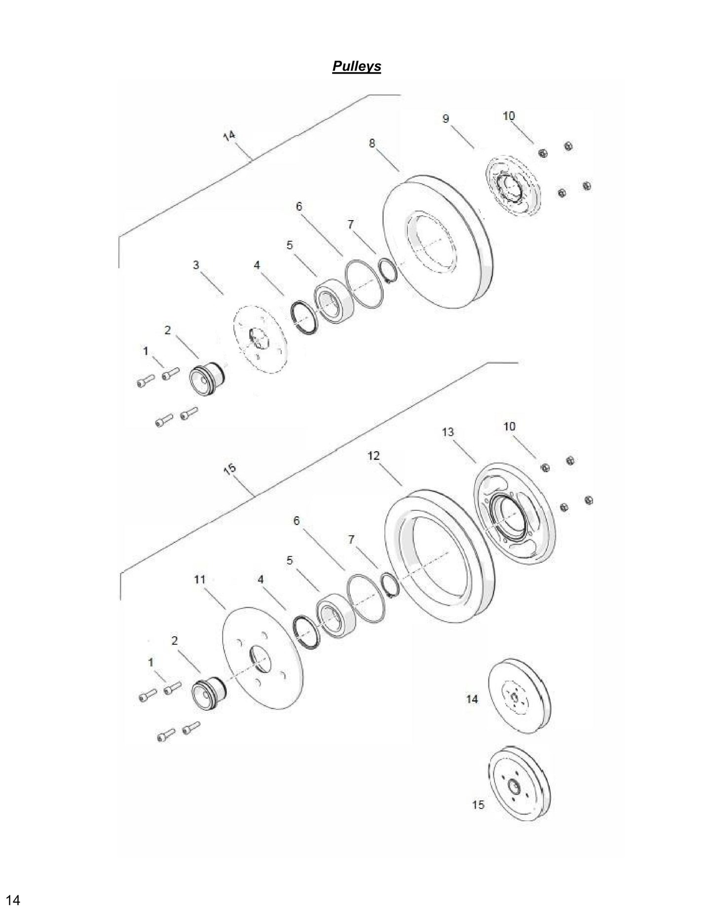 WCU14, WCH17, WCE17 Pulleys Parts