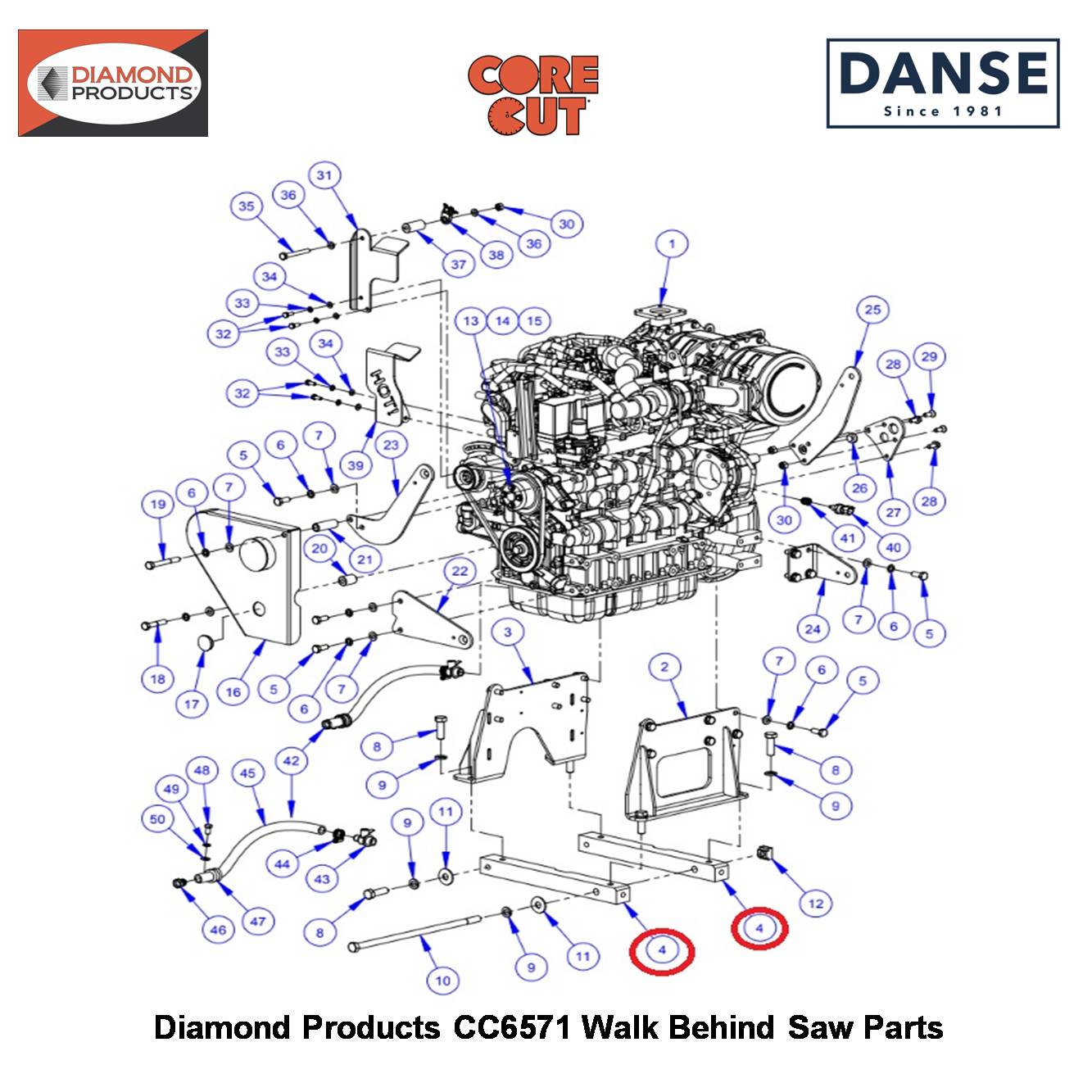Engine Rail (CC6571) 6019025 Fits Core Cut CC6571 Walk Behind Saw By Diamond Products