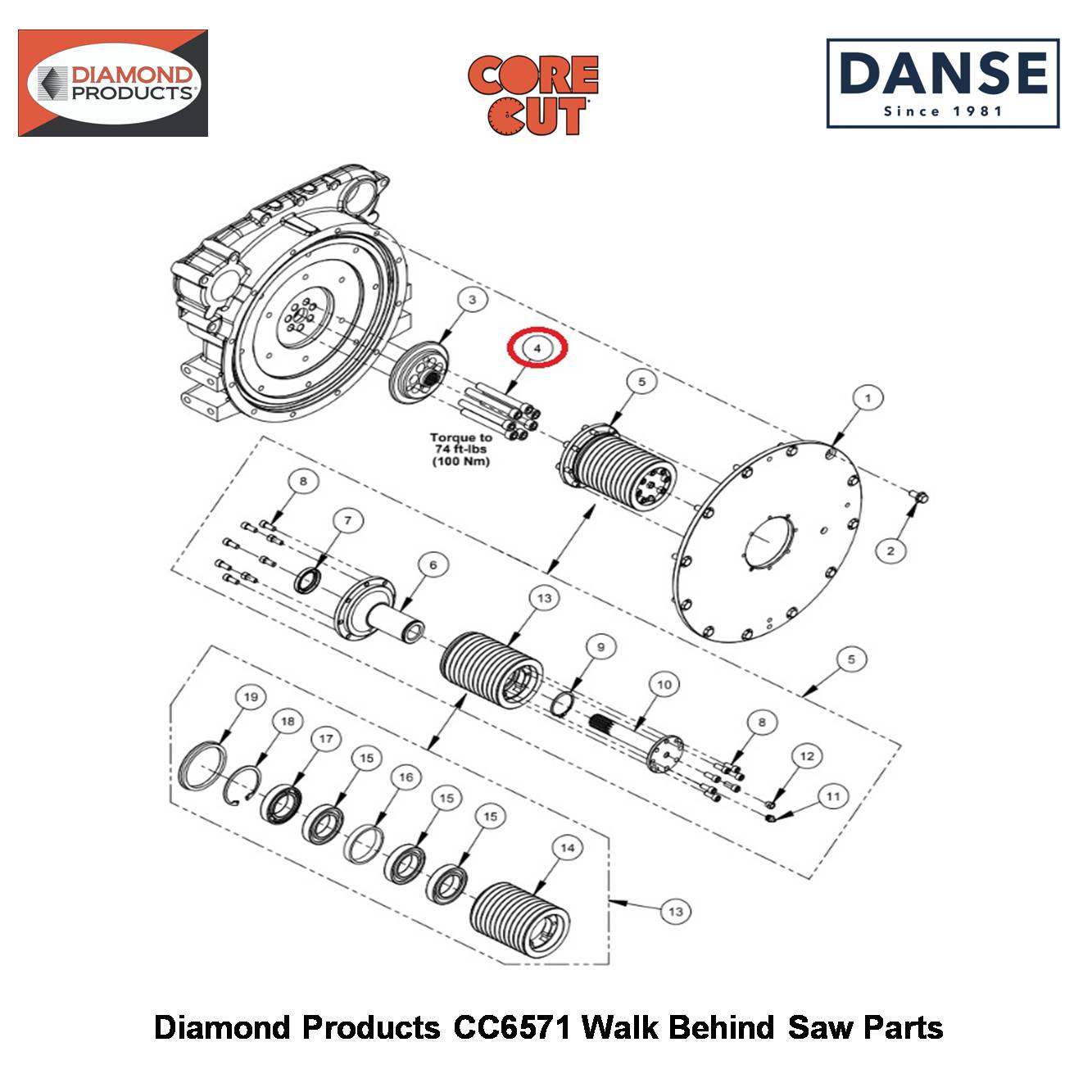 M12-1.25 X 100 Soc Hd Cap Fine Thread Class 12.9 2900882 Fits Core Cut CC6571 Walk Behind Saw By Diamond Products