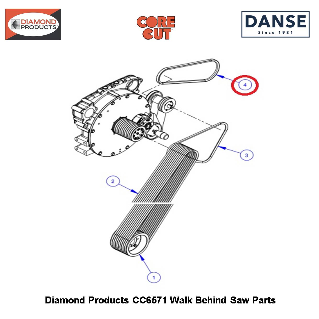 V-belt AX36 2501968 Fits Core Cut CC6571 Walk Behind Saw By Diamond Products