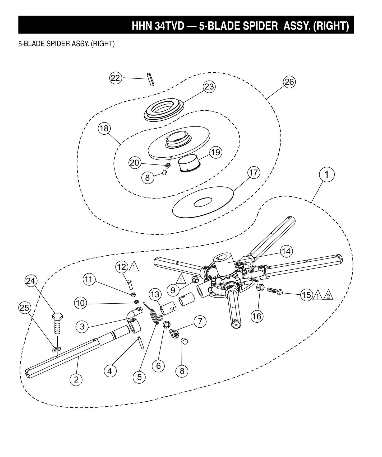 HHN-34TVD 5-Blade Spider Assembly (Right)