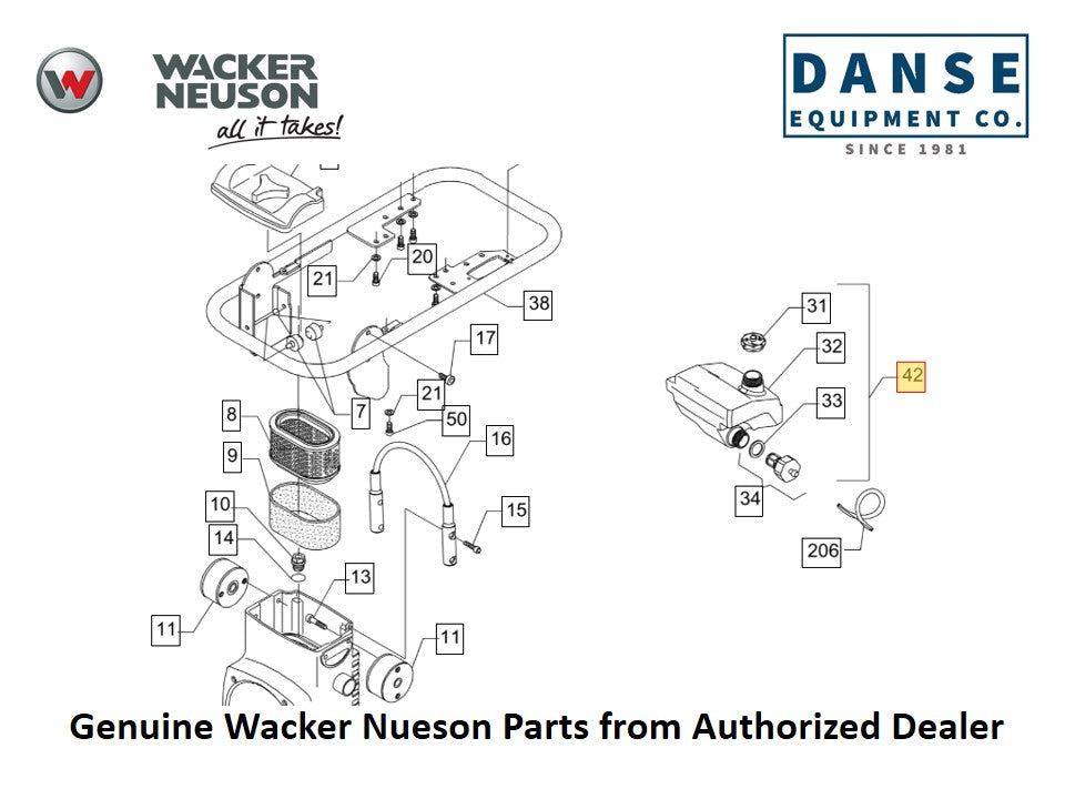 5000155080 Fuel Tank fits BS500 Vibratory Rammers by Wacker Neuson