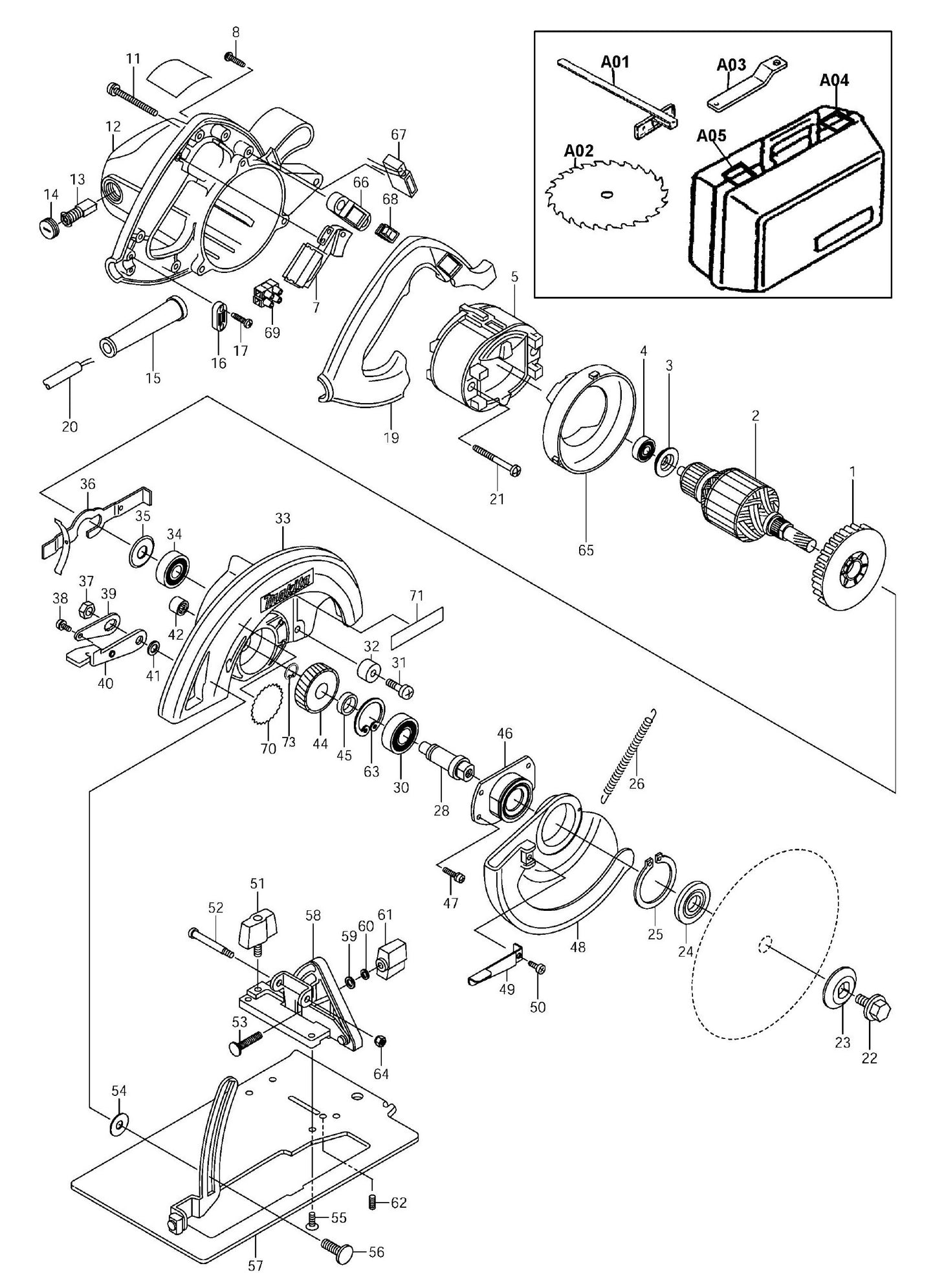 5007FAK, 5007FK Circular Saw Assembly Parts