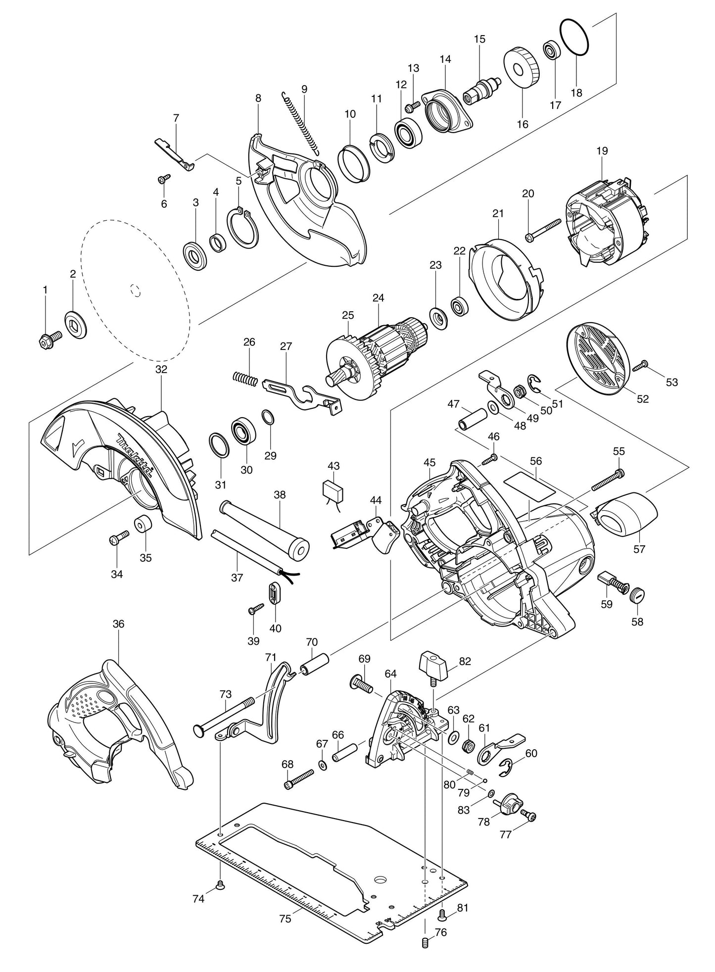5007NK 7-1/4 Circular Saw Assembly Parts