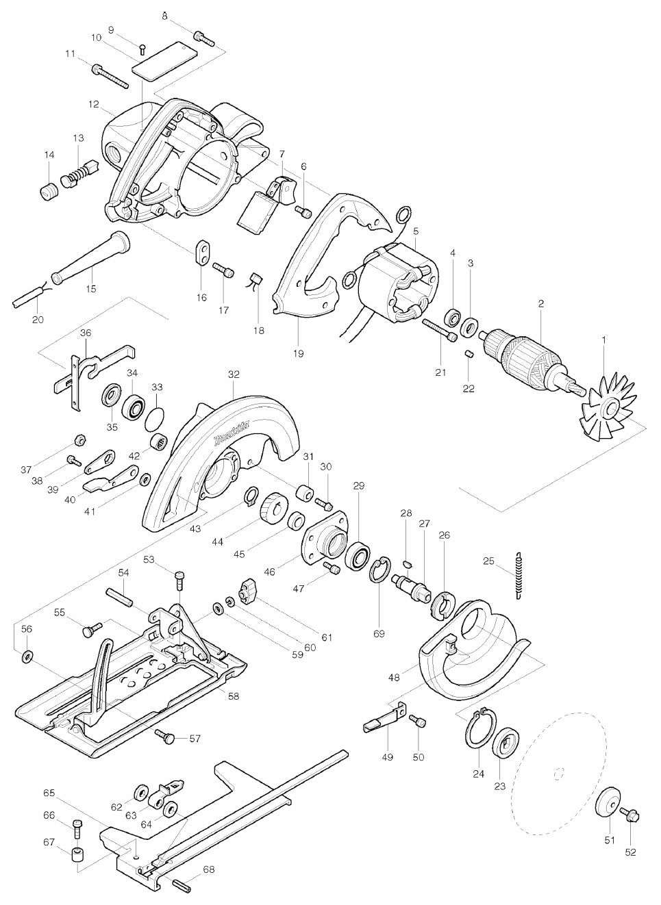 5007S Circular Saw Assembly parts By Makita