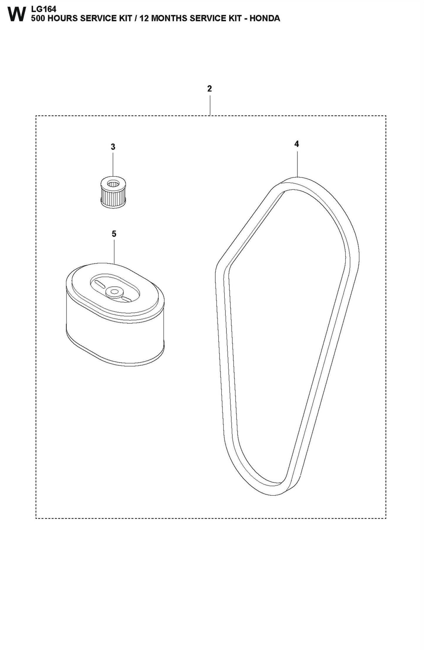 500 Hours Service Kit/ 12 Months Service Kit-Honda Parts For LG 164 Diesel By Husqvarna