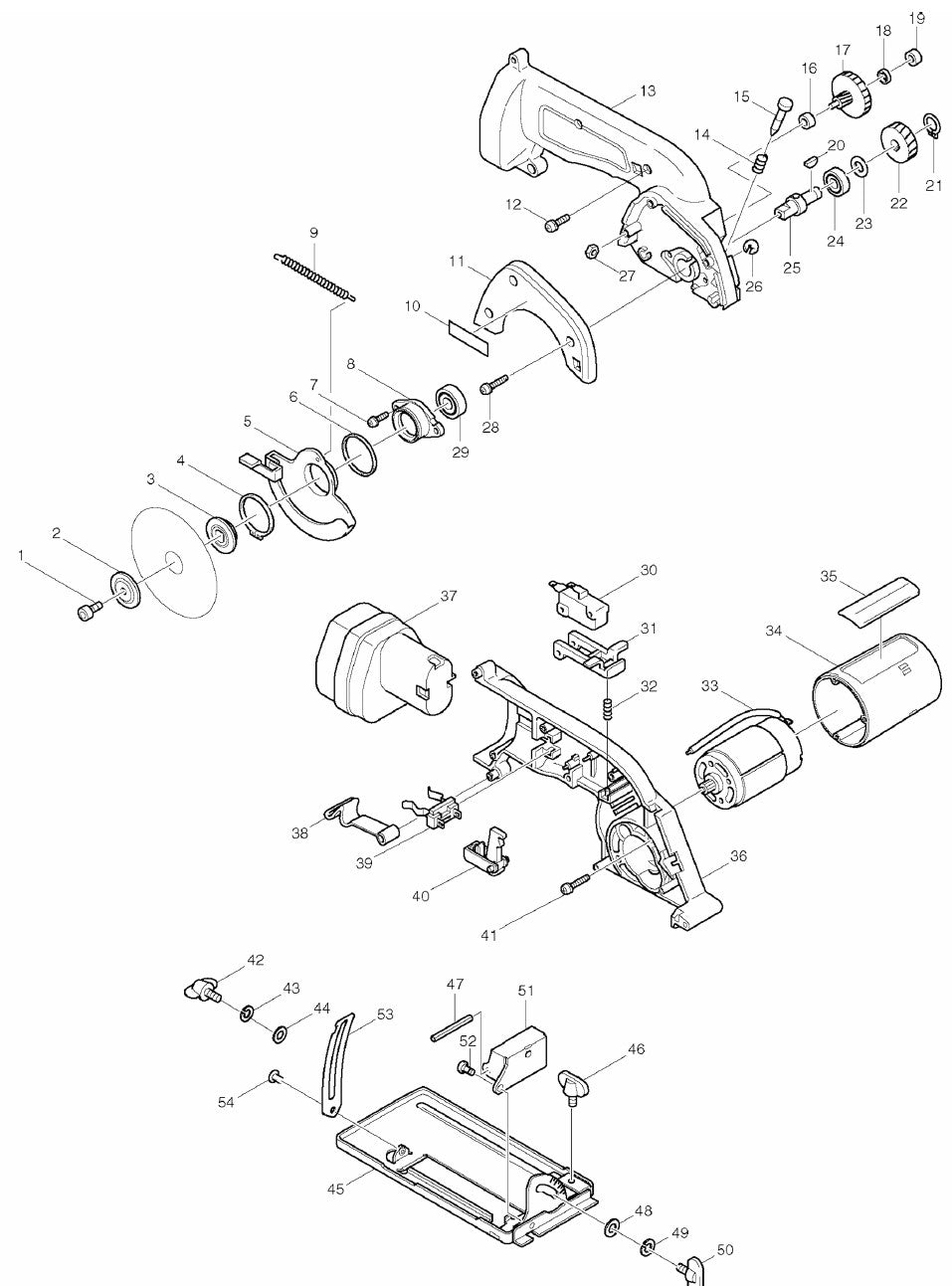 5091D Cordless Circular saw Assembly parts By Makita