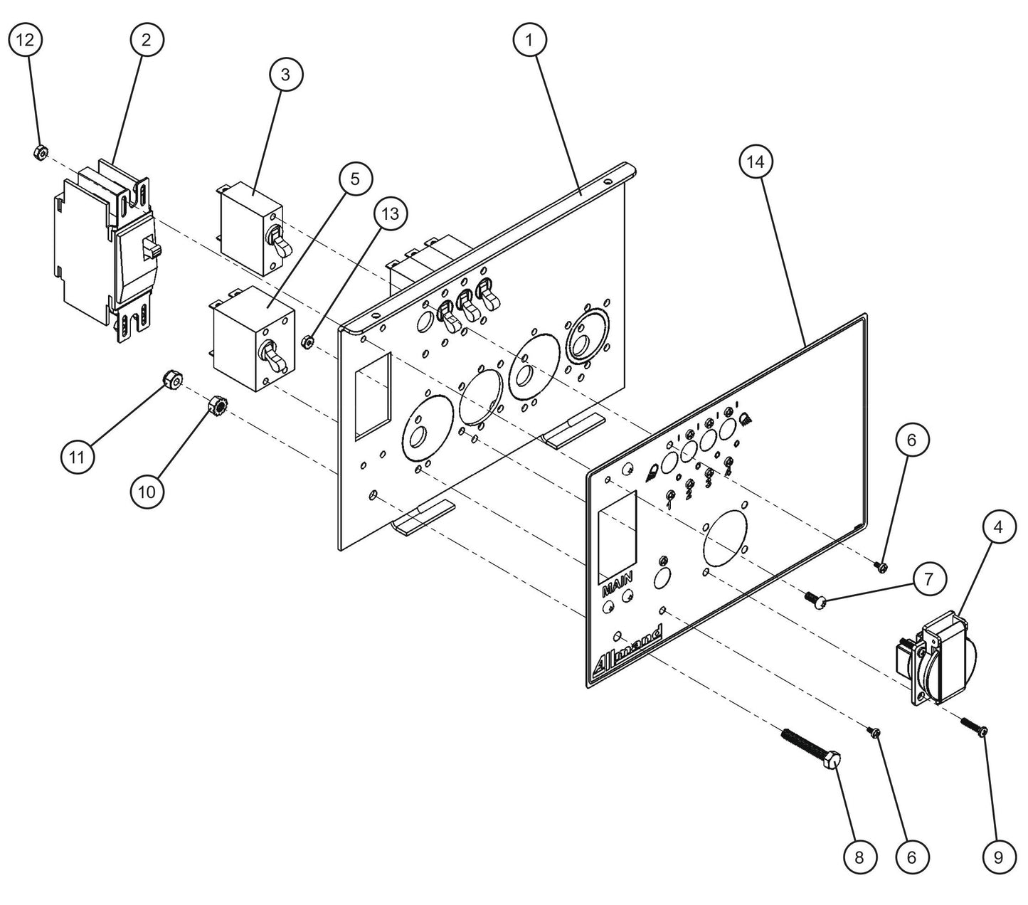 V Series Night-Lite Pro II 50Hz 1-Schuko Outlet Package Parts By Allmand