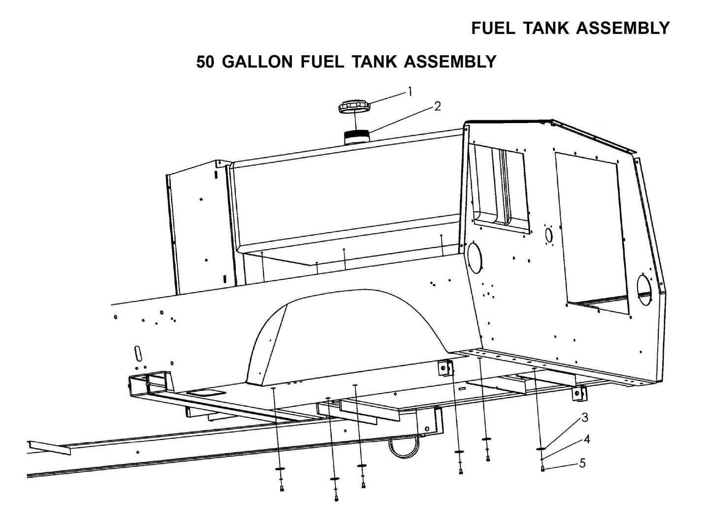 V-Series Maxi-Lite 15-20KW-50 Gallon Fuel Tank Assembly Parts By Allmand