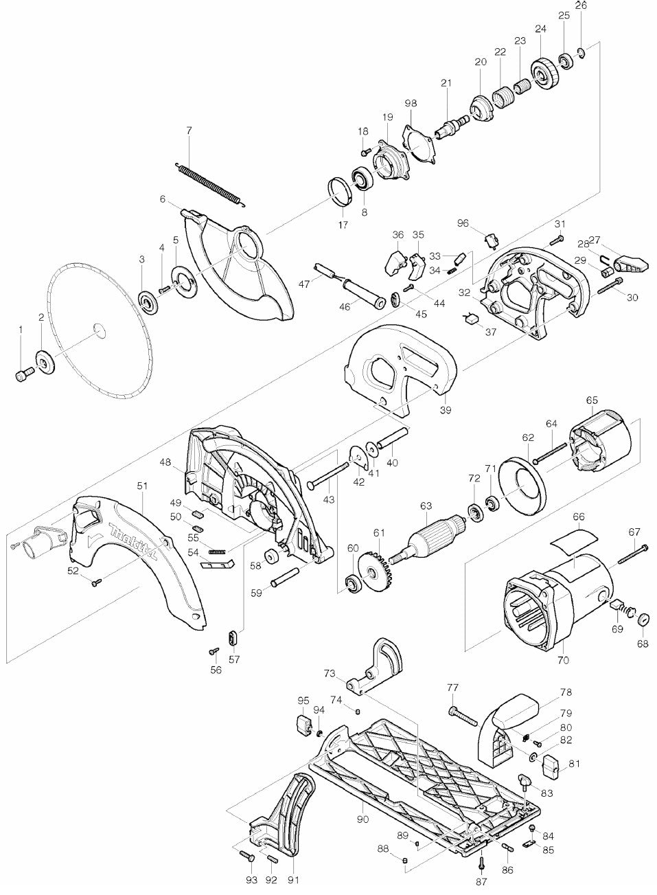5104 -14A 10-1/4 Circular Saw Assembly Parts By Makita