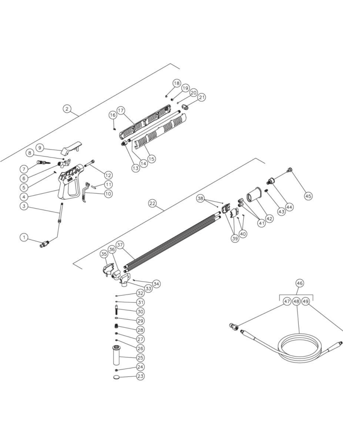 HS-3505-CMH1 (sn:0-99999999) Gun/Wand/Hose Assembly Parts by Mi-T-M