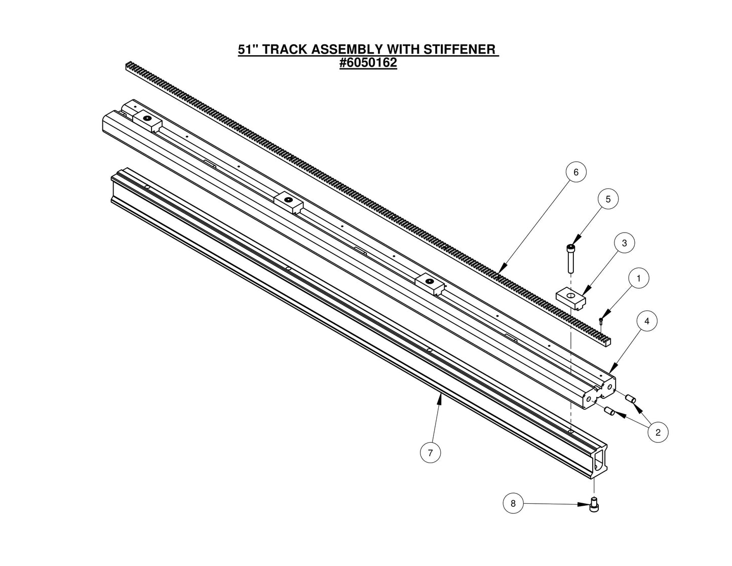 CC1600 51" Track Assembly With Stiffener