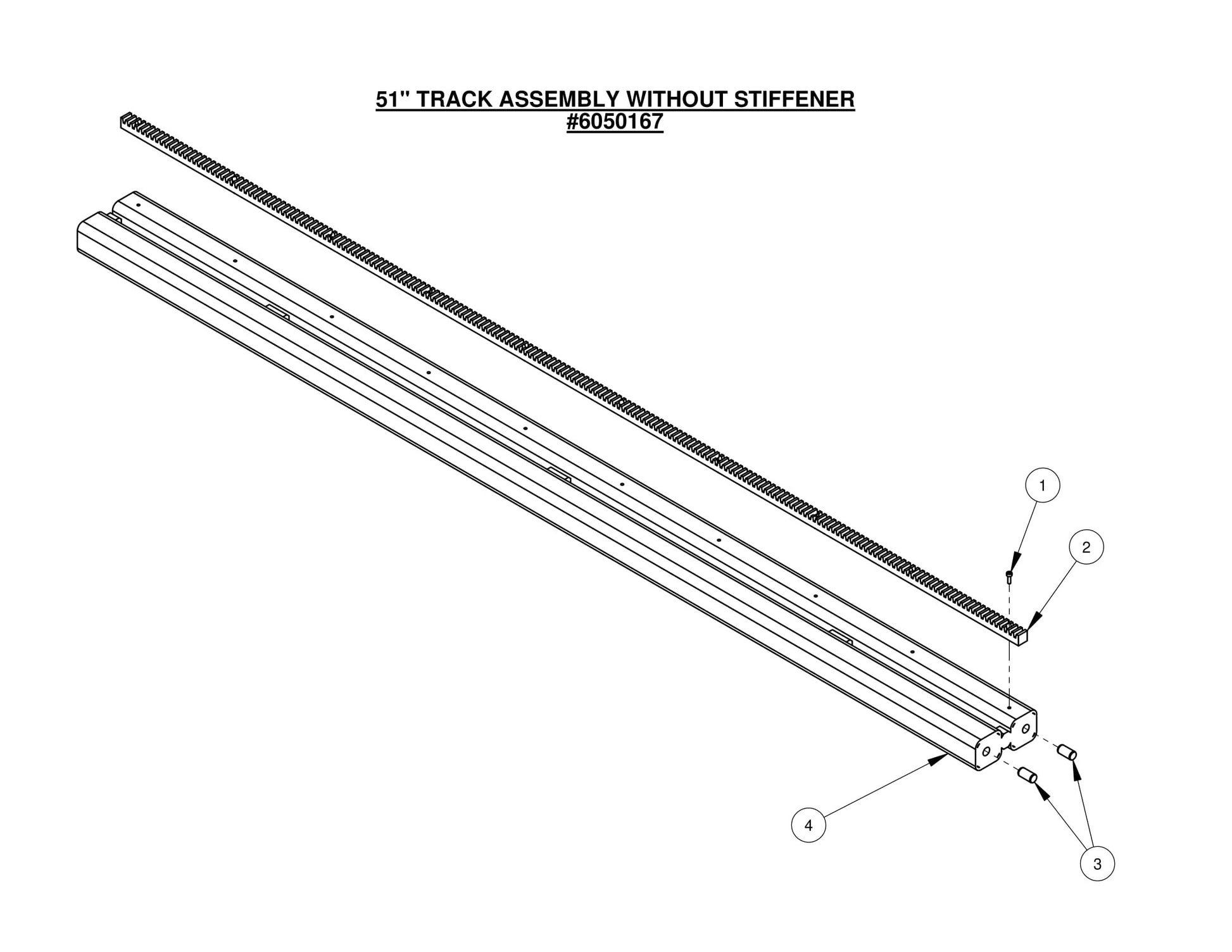 CC1600 51" Track Assembly Without Stiffener