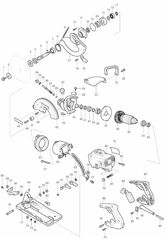 5277NB Hypoid saw Assembly parts By Makita
