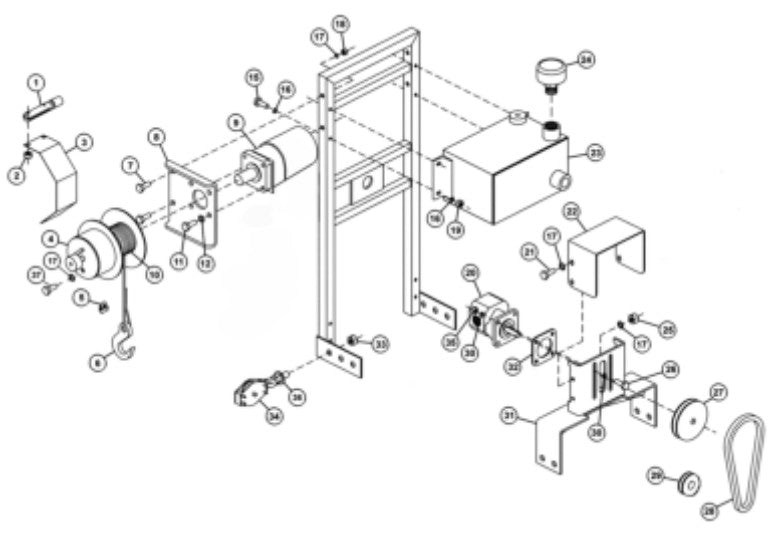 Hydraulic Winch Assembly (MODELS 12 ECS & 12 ECA) Parts By Allen Engineering