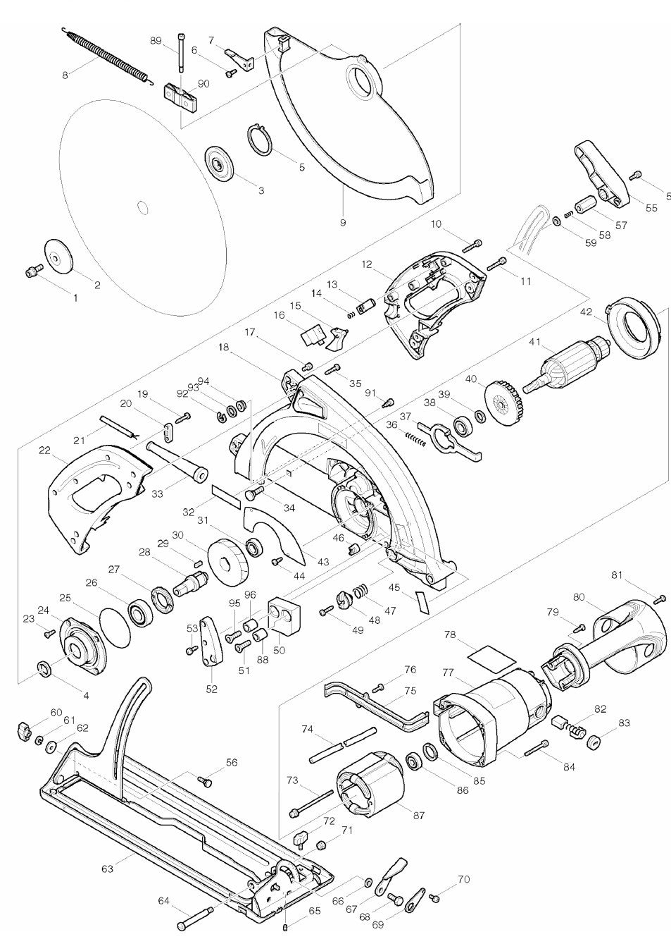 5402NA Beam saw Assembly Parts By Makita