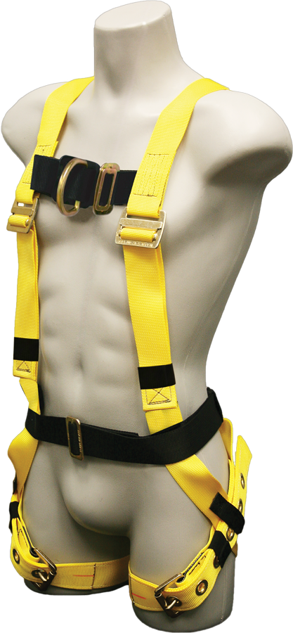 550H Full body harness, back dorsal dee, chest dee, sewn on belt, tongue buckle legs by FrenchCreek Production Yellow