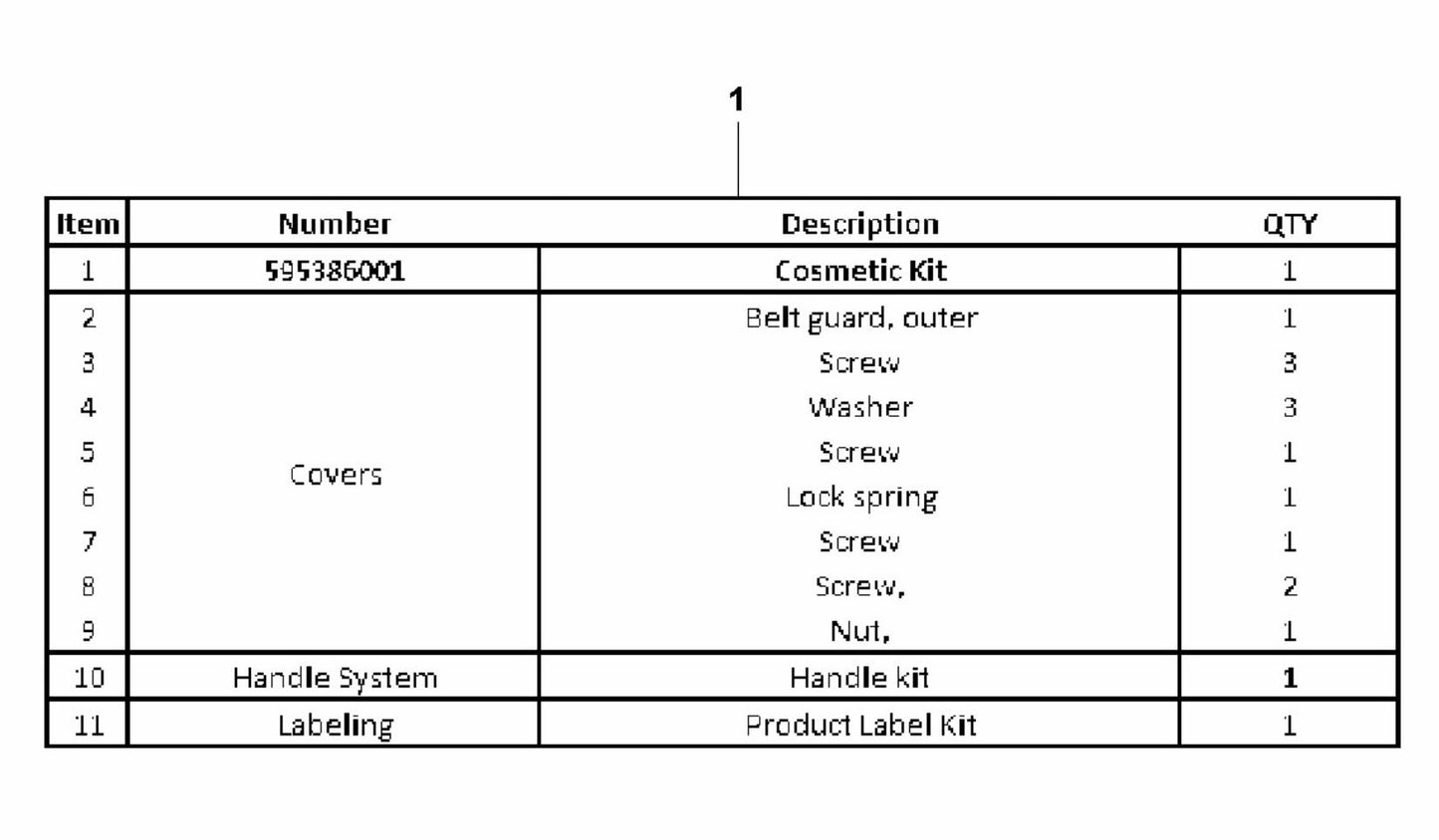 LF 50 L Cosmetic Kit Assembly Parts by Husqvarna