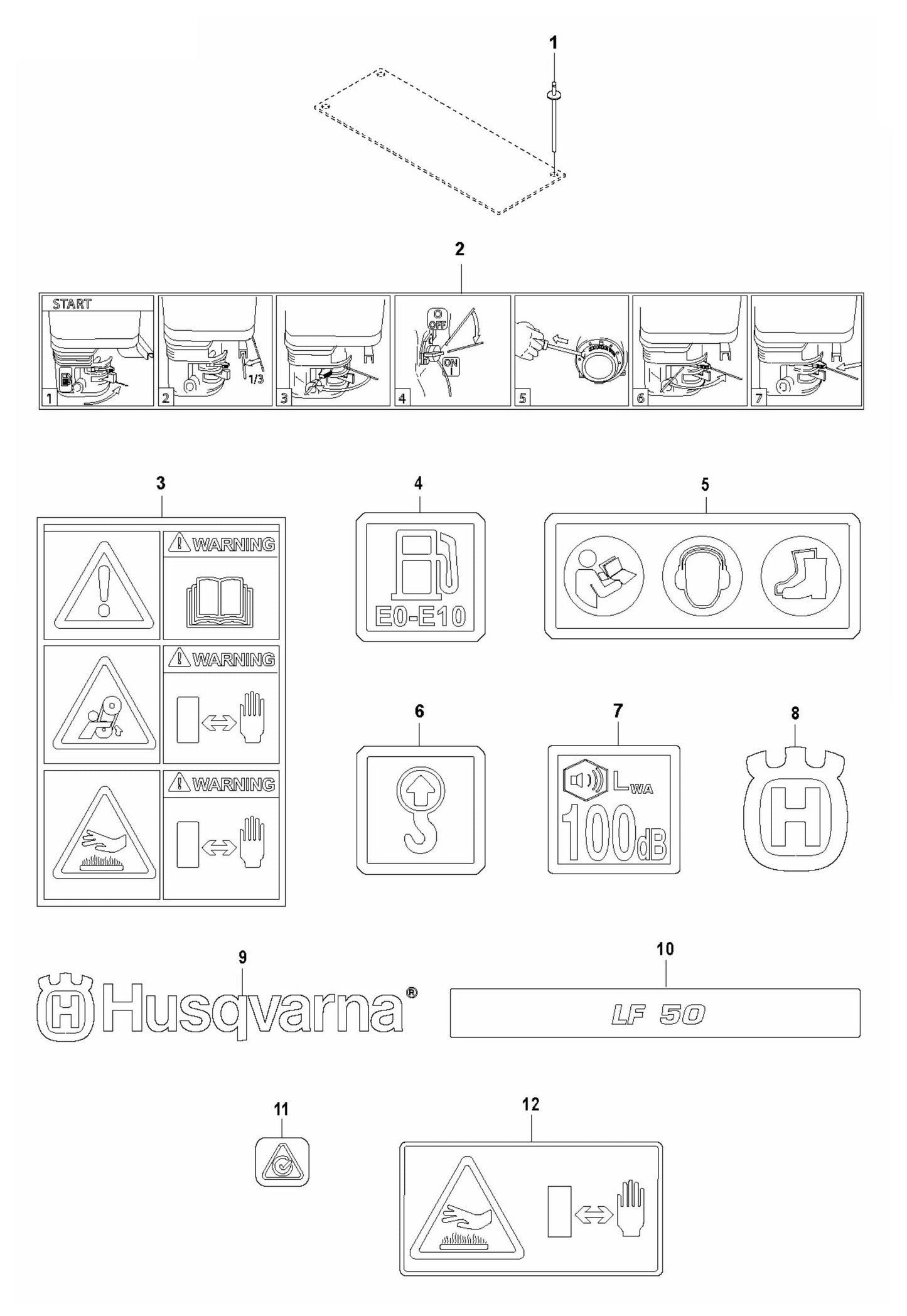 LF 50 L Decals Assembly Parts by Husqvarna