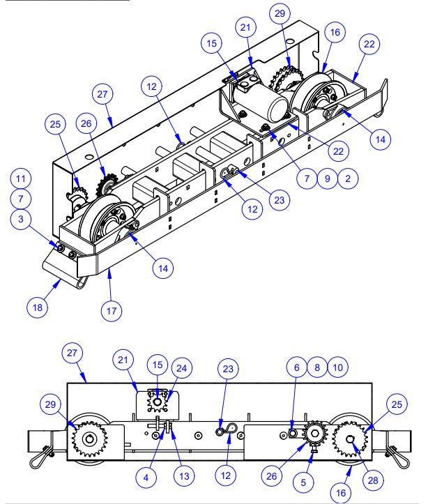 VLP3036 Bogie Assembly, 24" Driver, RH (Flange) Assembly Parts by Allen Engineering