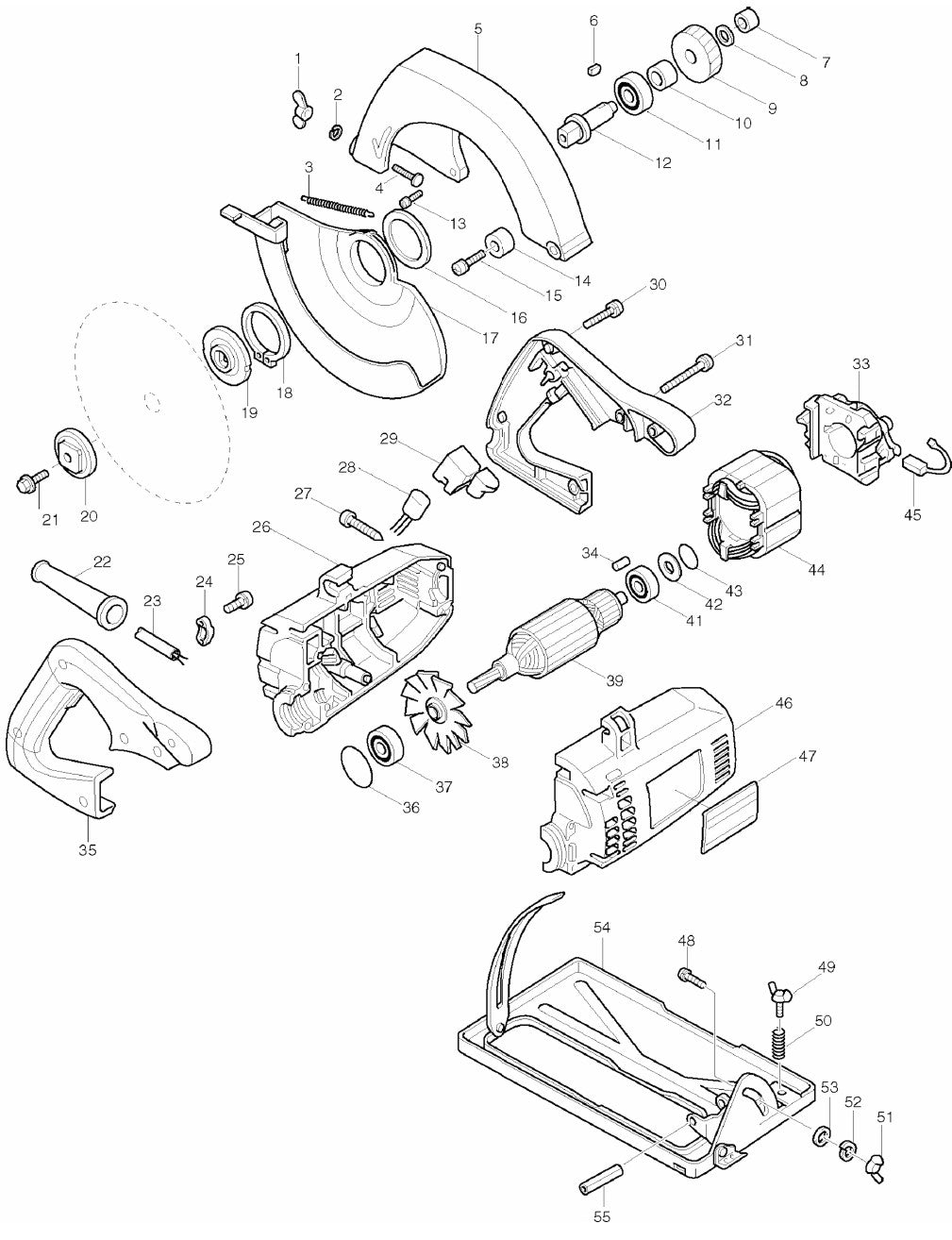 5820 Circular saw Assembly parts By Makita