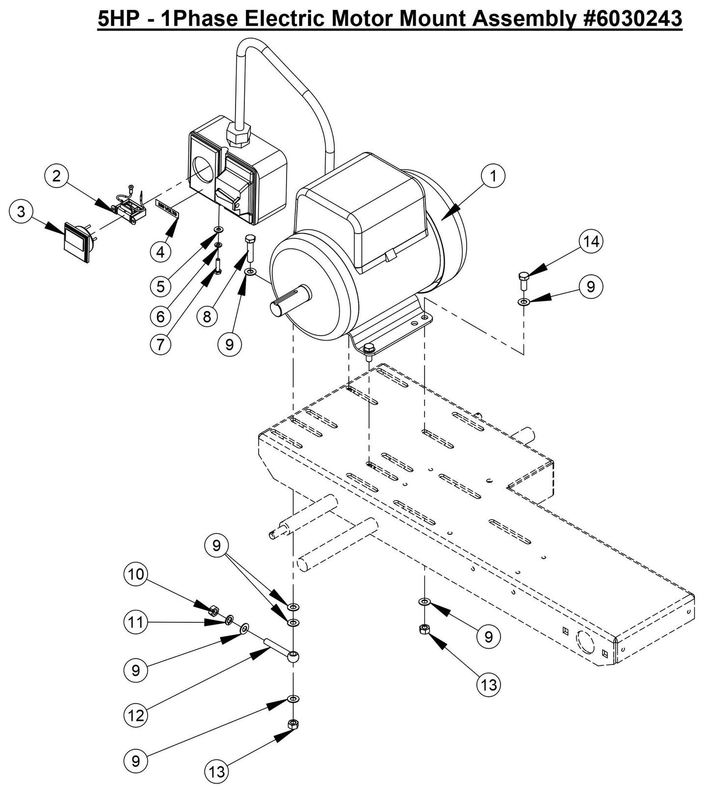 CC800M 5HP - 1Phase Electric Motor Mount Assembly