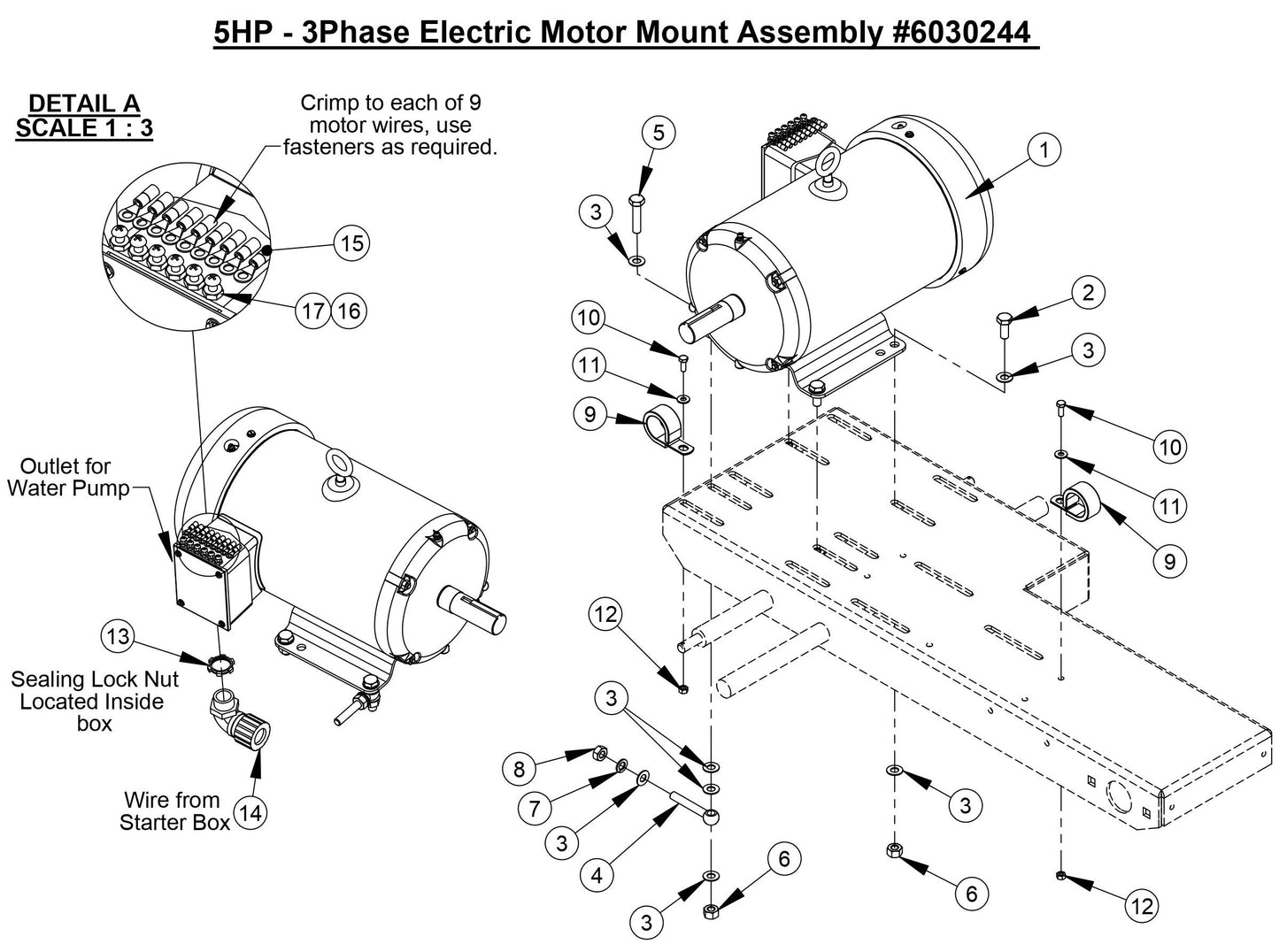 CC800M 5HP - 3Phase Electric Motor Mount Assembly