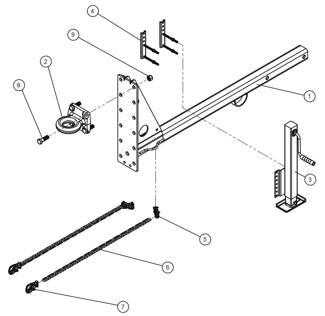V Series Night-Lite Pro II 5 Position Adjustable Tongue w/ Drop Leg Jack Parts By Allmand