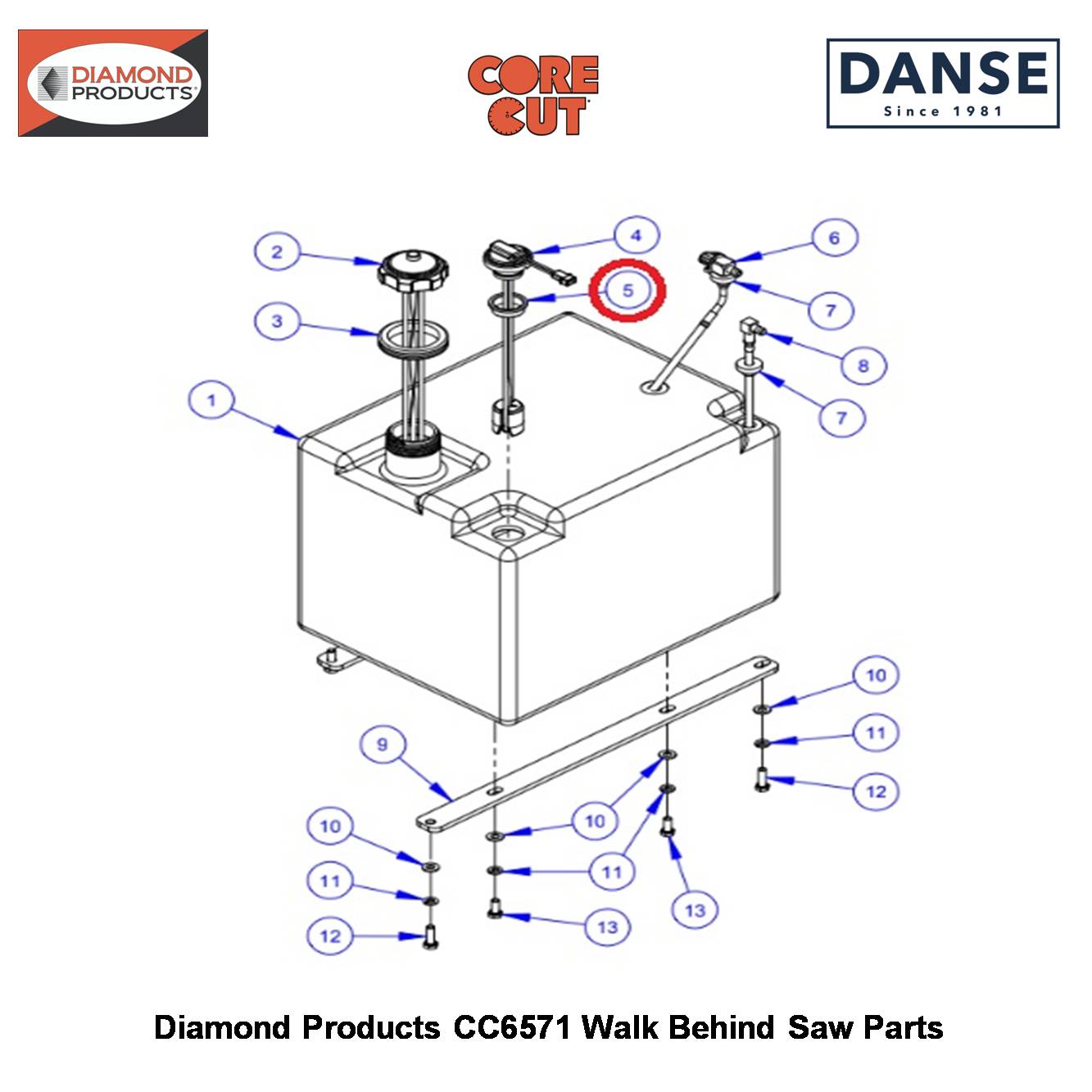 Grommet For Fuel Sender 1.210"ID (thin Wall) 2503963 Fits Core Cut CC6571 Walk Behind Saw By Diamond Products