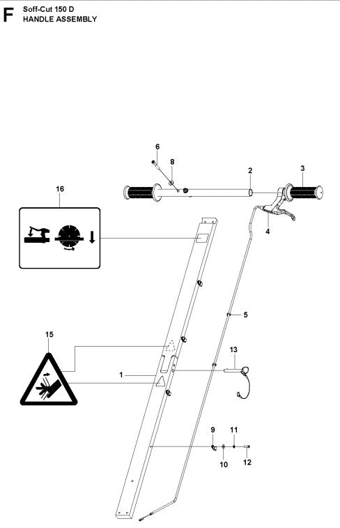 Handle Assembly Parts For Soff Cut 150 D By Husqvarna