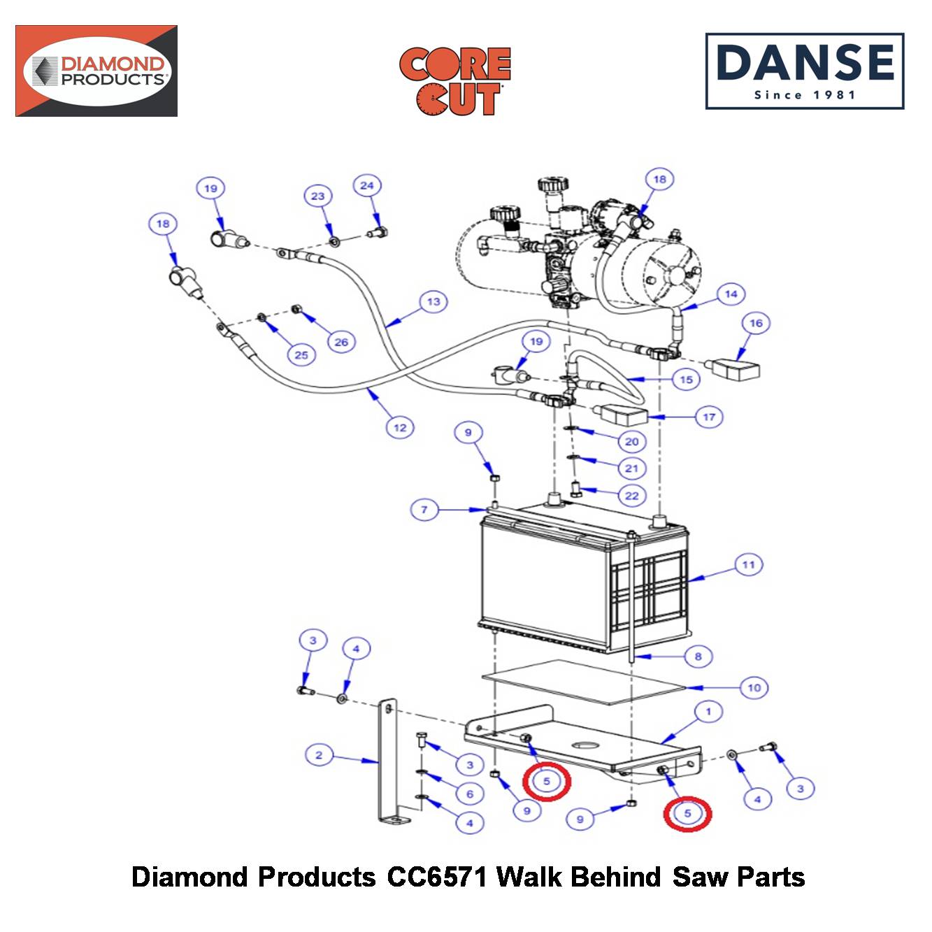 5/16-18 Lock Nut Nylon 2900039 Fits Core Cut CC6571 Walk Behind Saw By Diamond Products