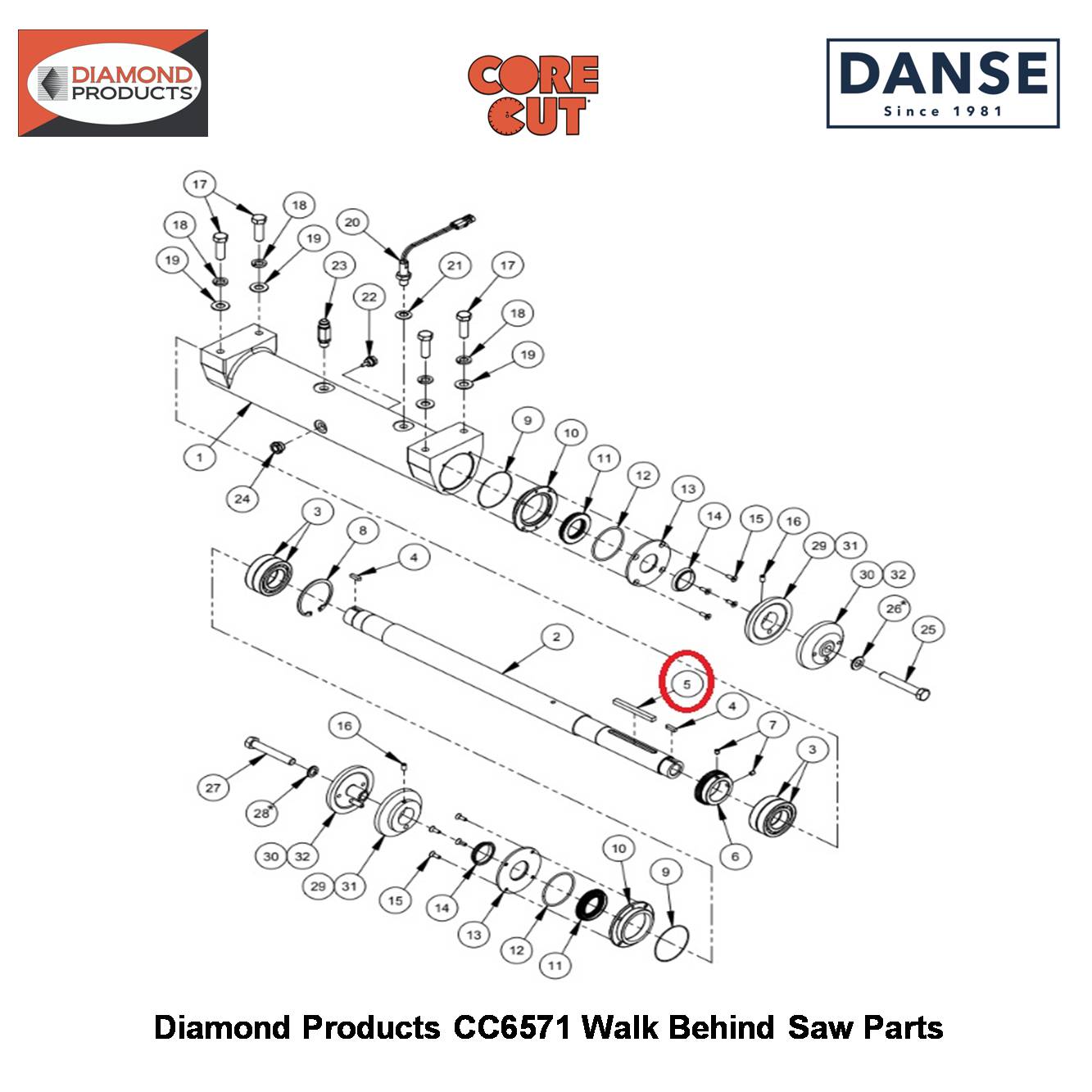 Key 3/8" Square X 4"LONG 4645006 Fits Core Cut CC6571 Walk Behind Saw By Diamond Products