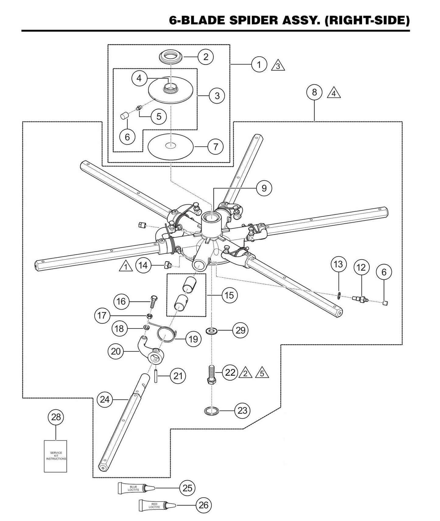 HTXD6I 6-Blade Spider Assembly (Right-Side)