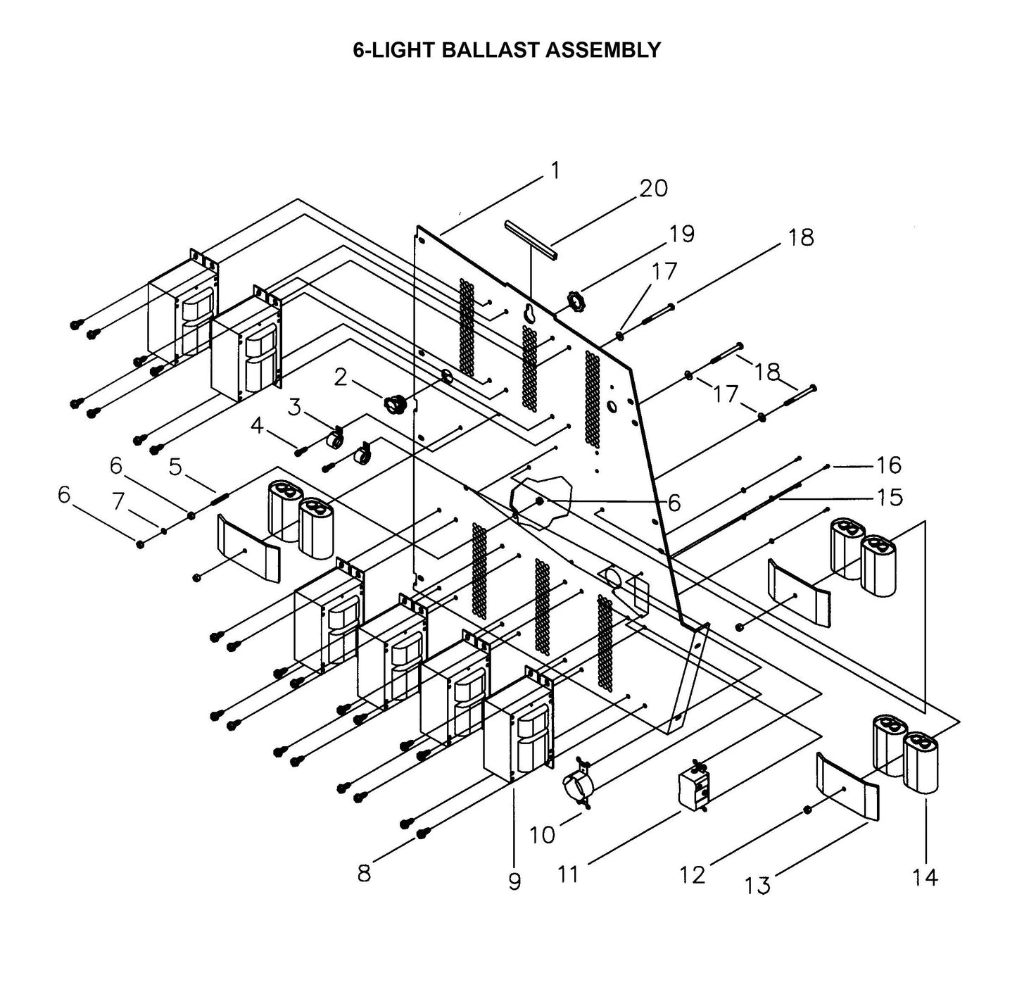 Maxi-Lite Hydraulic Tower-6-Light Ballast Assembly Parts By Allmand