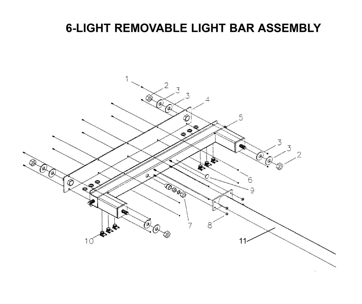 Maxi-Lite Laydown 6-8KW-6-Light Removable Light Bar Assembly Parts By Allmand