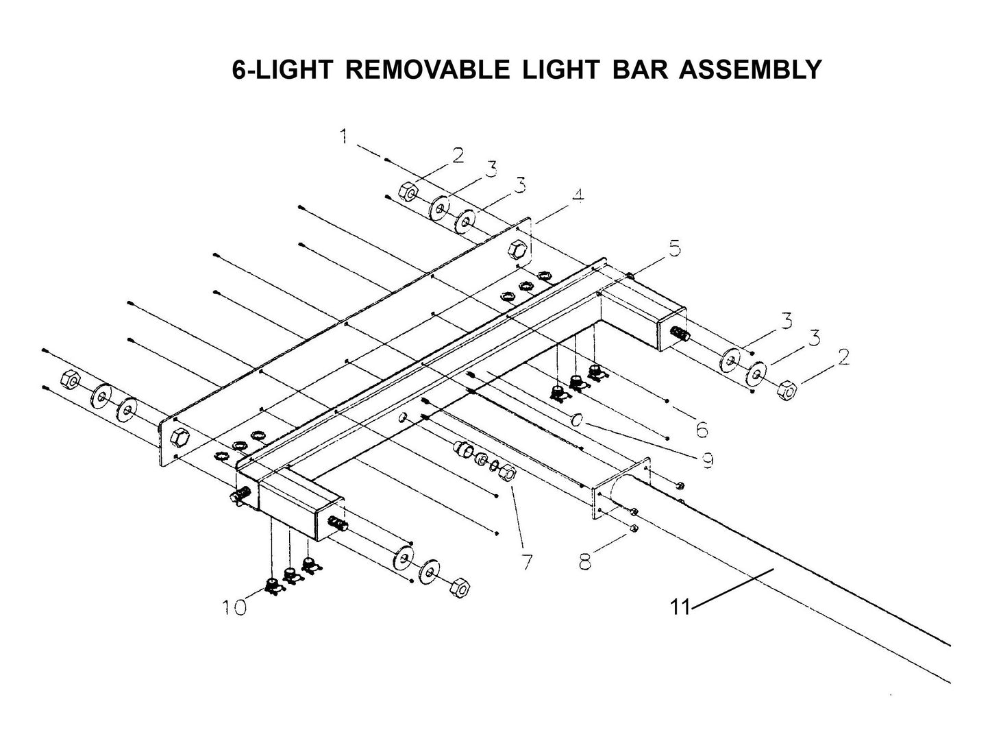 Maxi-Lite Laydown 15-20KW-6-Light Removable Light Bar Assembly Parts By Allmand