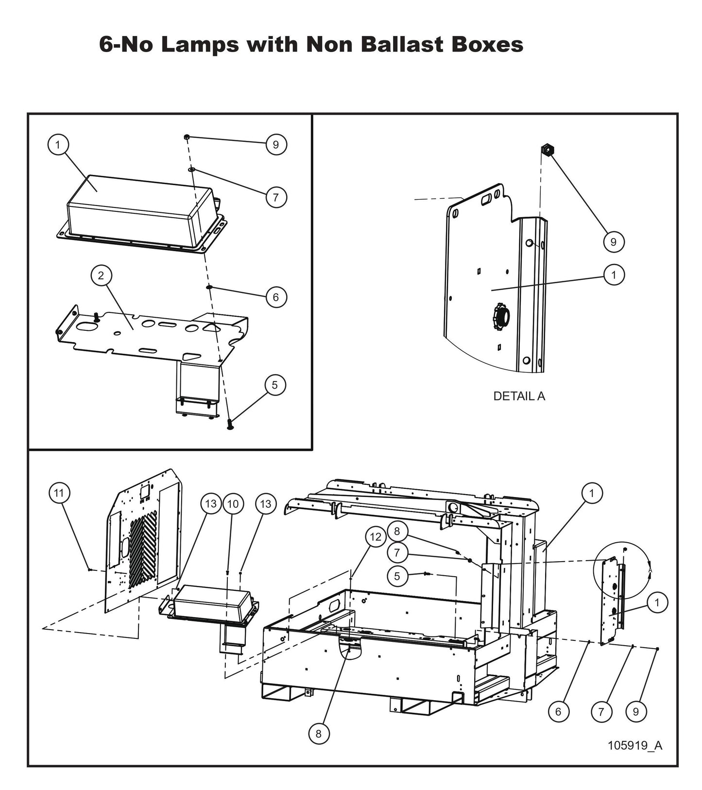 6-No Lamps with Non Ballast Boxes Parts By allmand