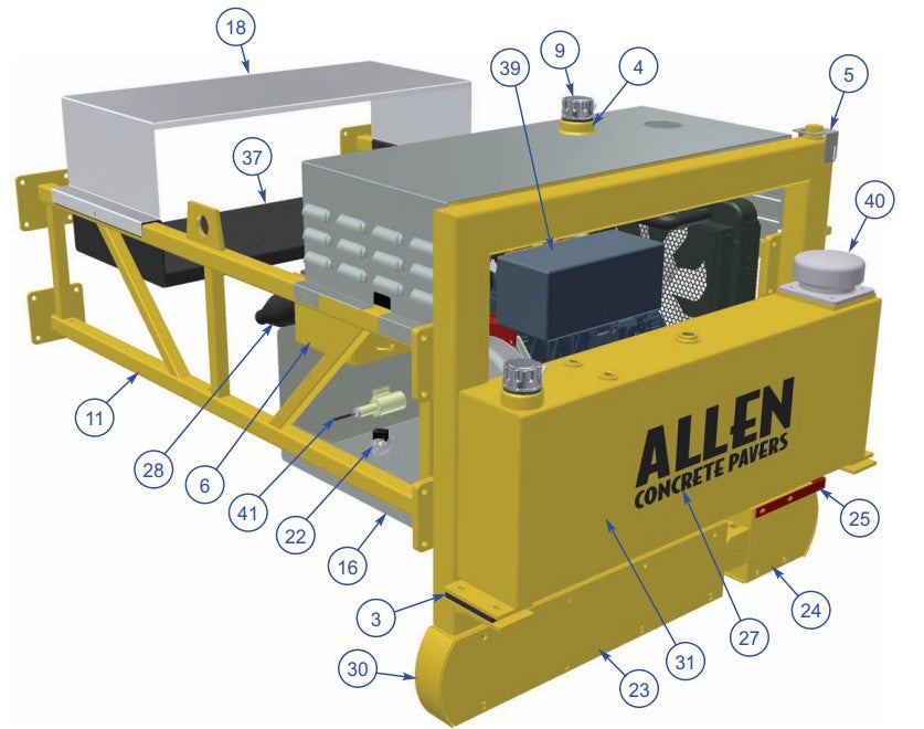 TRTP255T4 Triple Roller Tube Pavers Idle End Assembly-1 Parts by Allen Engineering
